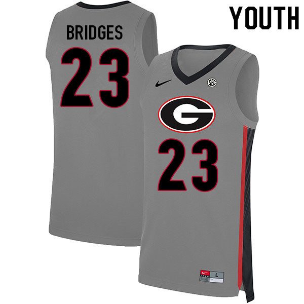 Youth #23 Braelen Bridges Georgia Bulldogs College Basketball Jerseys Sale-Gray